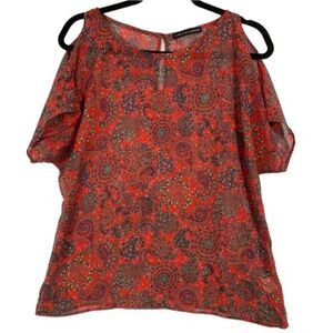 Harlowe & Graham Orange Paisley Blouse Size Medium